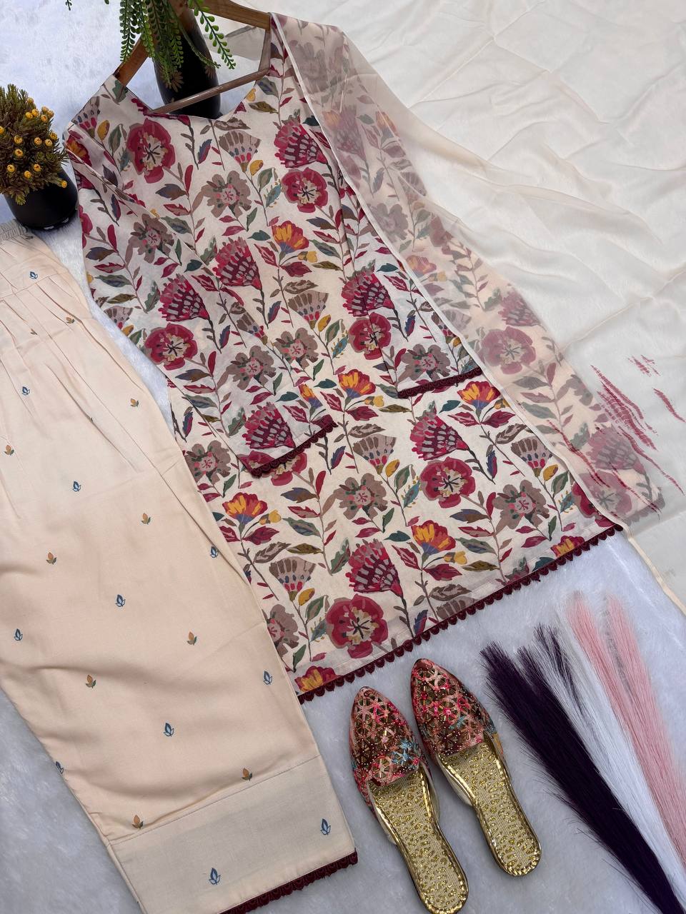 The Sovereign Cream Floral-Print Festive Couture